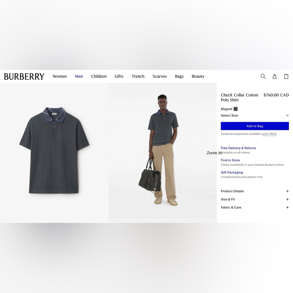 Burberry “Magnet” Gray Polo Shirt
